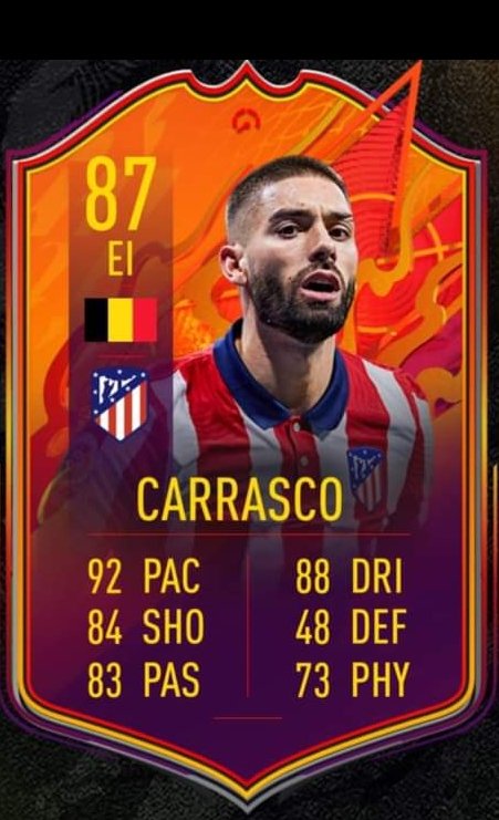 YulyGame01's tweet photo. CARRASCO 🇧🇪 CONFIRMADO EN EL EQUIPO 1 ✅ #Headliners (stats y media predicción) 

Se agradece ❤️🔁 (para el sig jugador)
#carrasco #FIFA22 #FIFA #FUT #FUT22 #FelizLunes https://t.co/ryj3rFpiuT