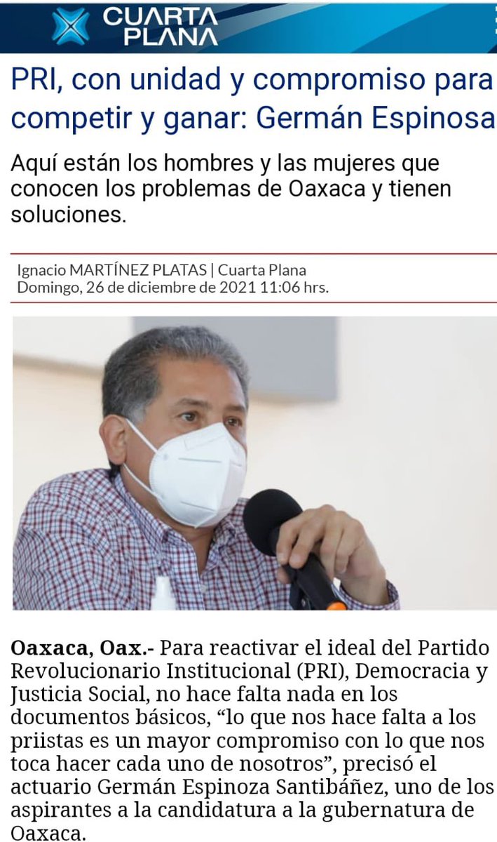 German_Espinosa's tweet photo. Los compromisos del priismo oaxaqueño con la sociedad son muy claros: construir entre todos propuestas serias que abonen al crecimiento de Oaxaca.
👉🏻https://t.co/ciU2uaGlBw https://t.co/5WCeV38Agp