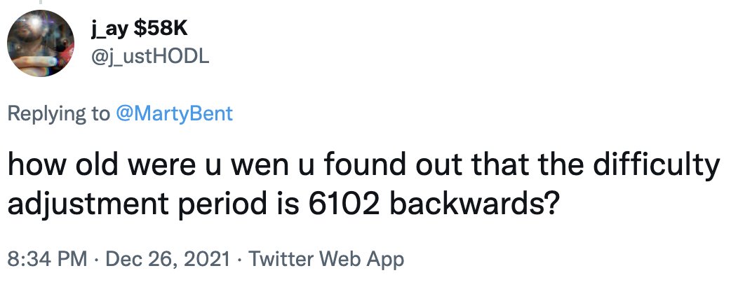 TuurDemeester's tweet photo. Executive order 6102 was the 1933 order whereby Roosevelt confiscated physical gold. 

Bitcoin's difficulty is adjusted every 2016 blocks (~2 weeks) so that the average time between each block remains 10mins. It's what differentiates BTC from fiat, making it run "like clockwork". https://t.co/tGfC2vVUCS
