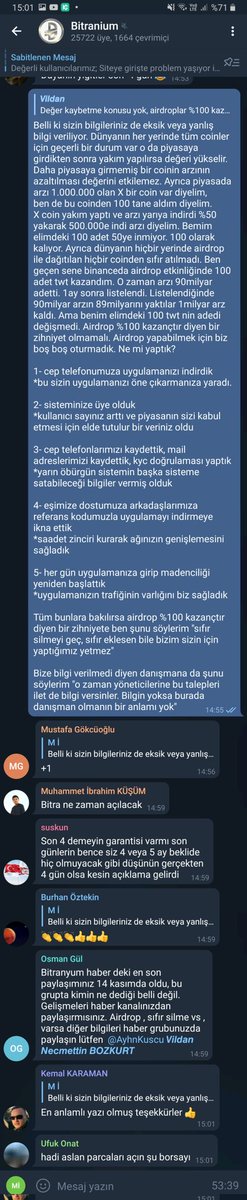 Bugün @bitranium da görseldeki mesajı yazdıktan sonra mesajım yöneticiler tarafından silindi ve banlandım. İnsanlara fark ettirmeye çalıştığım şey sanırım onları korkuttu. #bitra #bitranium