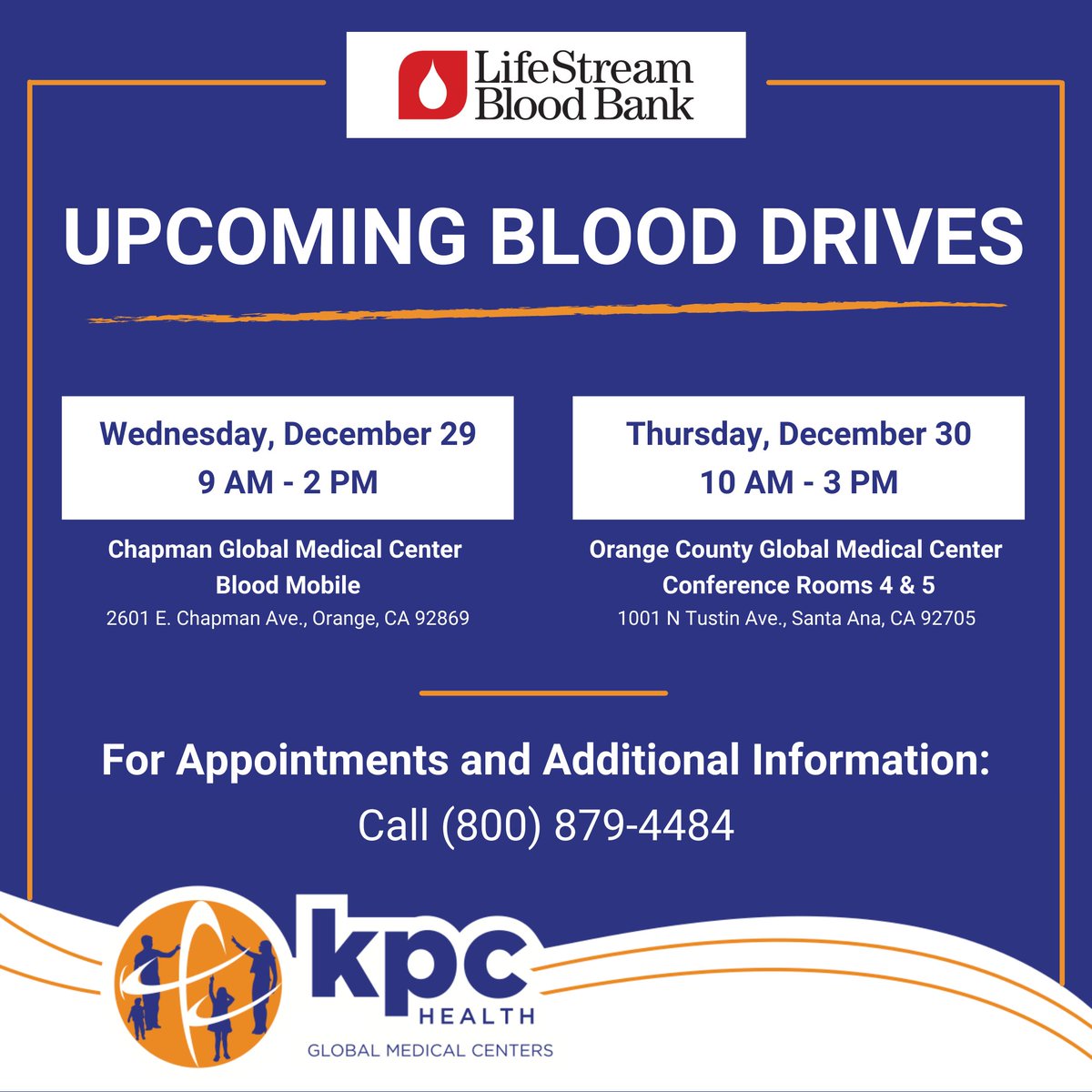 We’re partnering with LifeStream Blood Bank to give back this holiday season by donating blood to those who need it most. For appointments and additional info, call 800-879-4484.