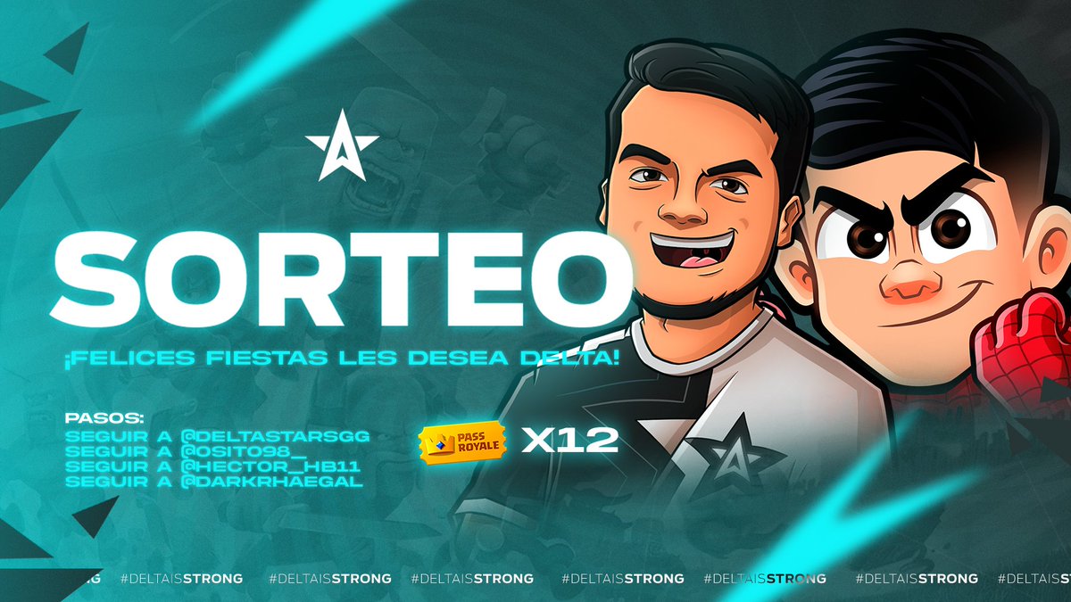 ¡SORTEO DE 12 PASES DE #CLASHROYALE! 👑

Antes de terminar 2021, regalaremos un pase por cada mes del año a nuestras estrellas.

Para participar:
👉🏻 Seguir a <a href="/DeltaStarsGG/">Delta Stars</a>, <a href="/Osito98_/">Osito</a>, <a href="/Hector_Hb11/">HectorHb11</a> y <a href="/DarkRhaegal/">Dark Rhaegal</a>.
👉🏻 Retweet y menciona a un amigo.

¡Buena suerte!

#DeltaIsStrong🌟