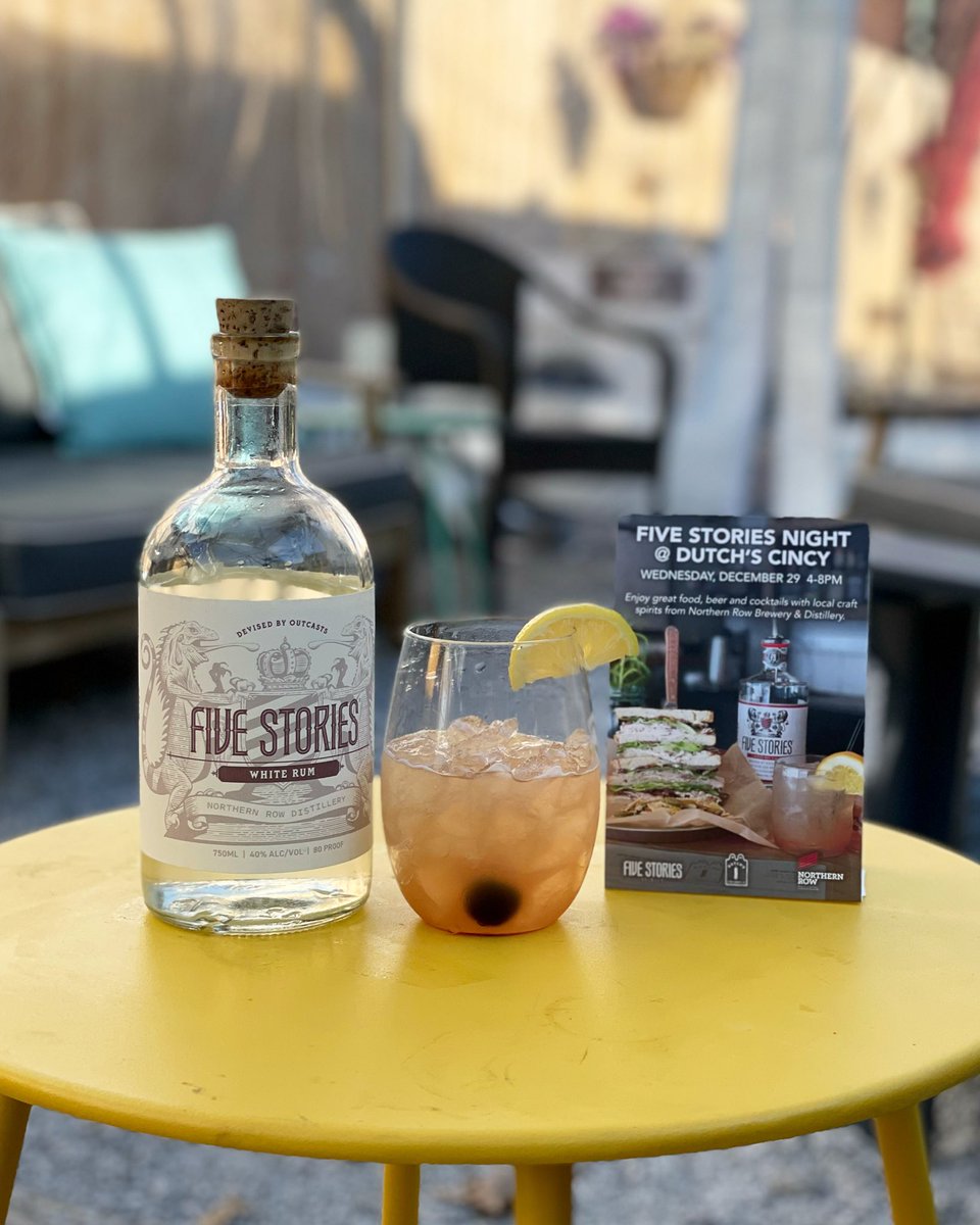drinkswithrobin's tweet photo. There’s a new #cocktail for #FiveStories Night at @Dutchs this Wednesday! In addition to our London Dry Gin, our #WhiteRum will be featured as well in a delicious cocktail called the Honey Bee! Join me from 4-8pm this Wednesday, 12/29!
•
#dutchscincy #fivestoriesdistillery https://t.co/09CucH5usJ