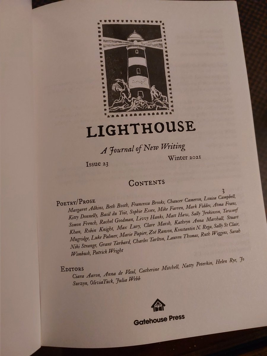Chuffed to see my first editor credit in <a href="/LighthouseJrnl/">Lighthouse</a> &amp; to have played a small part showcasing big talent from current/just-past <a href="/uealdc/">Literature@UEA</a> creative writing clan