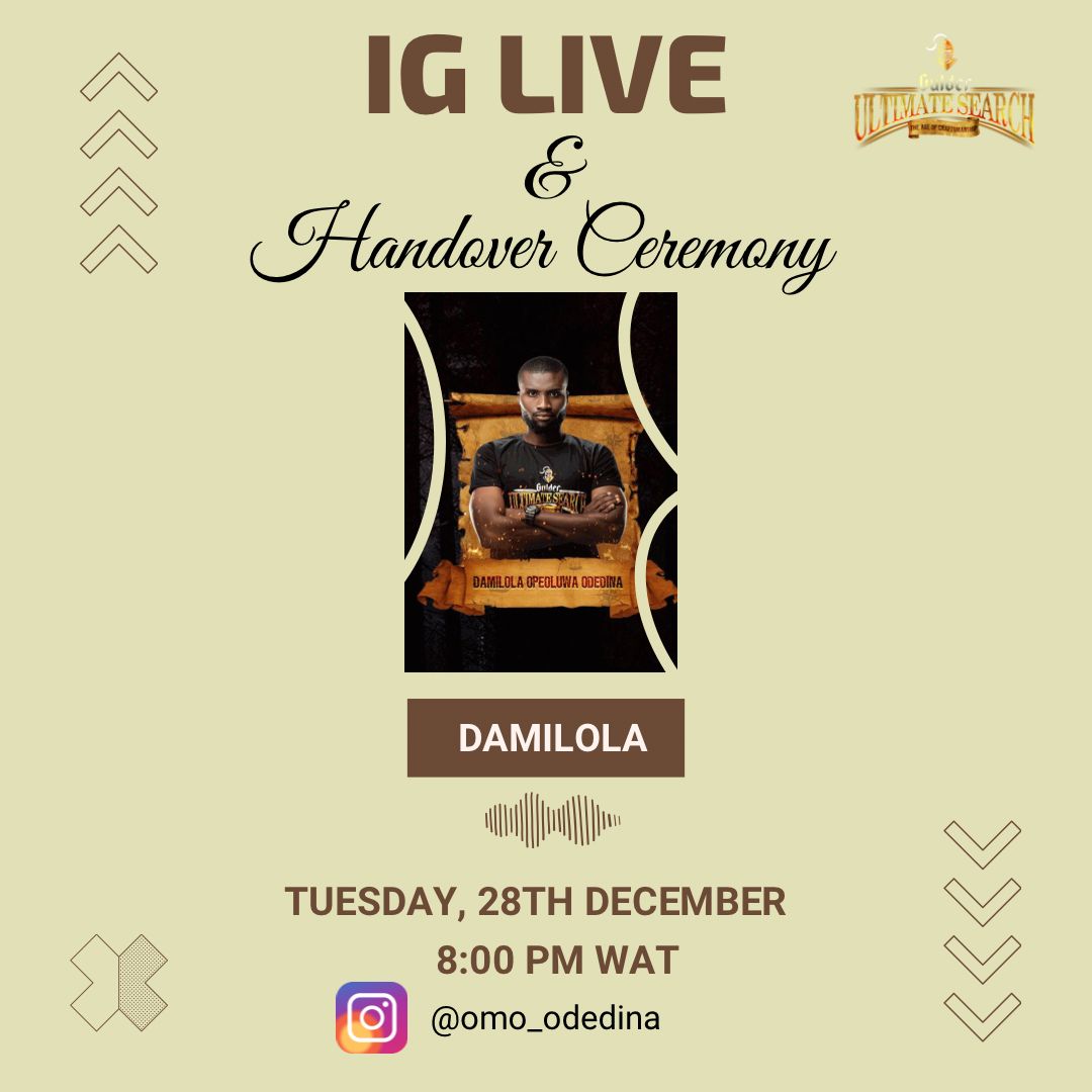 As handlers, our work here is done, and we are really grateful for your love and support.

Join Damilola on Instagram Live tomorrow at 8pm to listen to him talk about his experience at the jungle, and the plans he has ahead of him.

Don’t miss it! ❤️

#GulderUltimateSearch