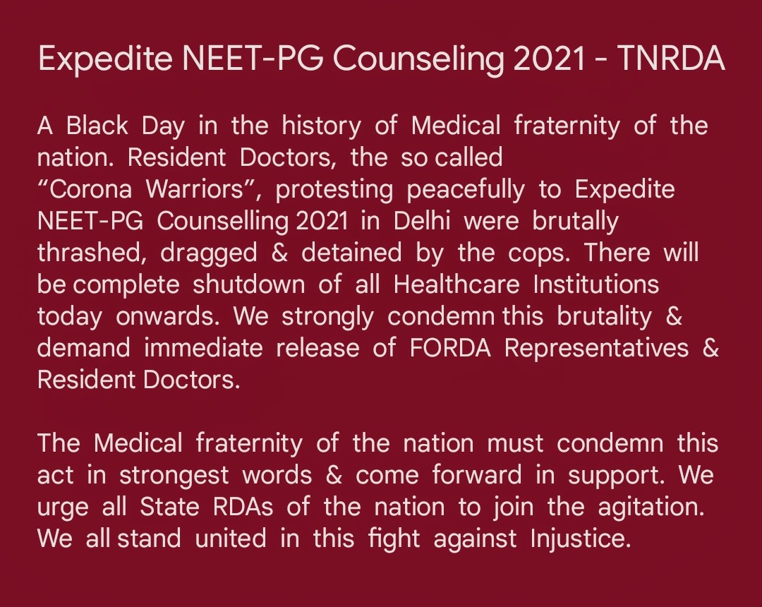 Tamil Nadu Resident Doctors Association tweet media