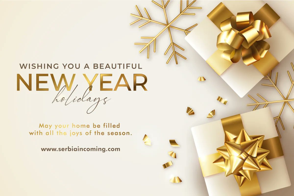 SerbiaIncoming's tweet photo. Wishing You a beautiful New Year holidays 🎄⛄️🥂
May your home be filled with all the joys of the season. 💝 https://t.co/a5iboZw9ac