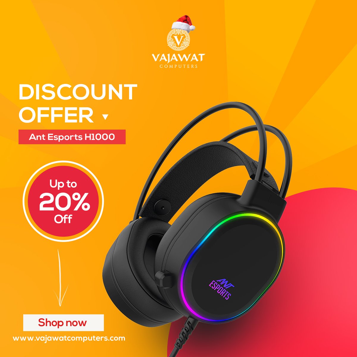 Vajawatcomputer's tweet photo. The best gaming headphone comes with powerful bass, noise-free sound and a strong build. 

We are offering Ant Esports H1000 gaming headphone with up to 20% off.
Don't wait for the deal to go away, grab it now!!!

#vajawatcomputers #headphones #gamingheadphones #onlinegames https://t.co/HalIr0PFXC