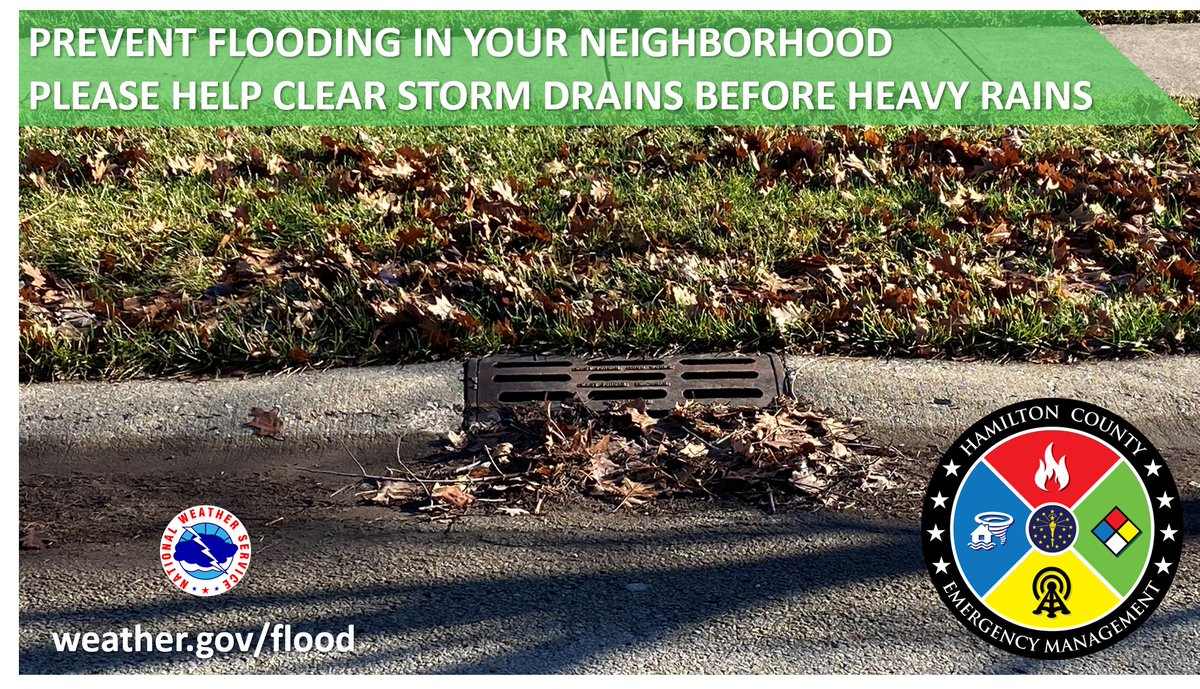 The ground is nearly saturated and another 1" to 2" of rain is possible Tuesday and Tuesday night.  Please help keep your neighborhood streets from flooding by clearing storm drains today.  

#INwx