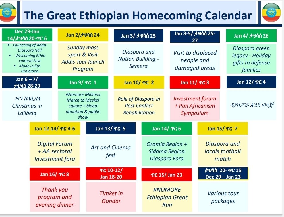 JihadHusen4's tweet photo. #Ethiopiahomecoming challenge is planned well.

Scheduled to visit tourist destination sites in Ethiopia, including celebrating #Gena at #Lalibela and #Timiket (Ethiopian Epiphany) in #Gondar. https://t.co/L5LZWt3w5N