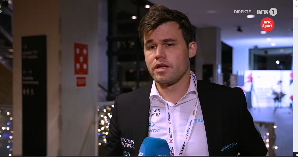 TarjeiJS's tweet photo. Carlsen said he felt it was a good game, but pointed out that he let Firouzja a bit into the game again. "He got some counter-play, but it disappeared pretty quickly. In general I felt it was a good game." #RapidBlitz #nrksjakk https://t.co/dQzGlqTaq5