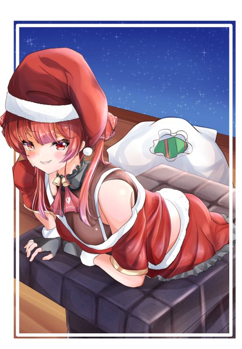 #マリンのお宝
煙突で詰まるサンタマリン船長 