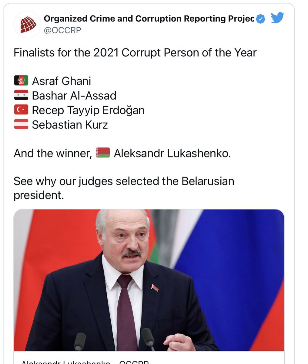IMC (@icm245) on Twitter photo #HurederReichen na bitte, Herr Kurz hat es auf Platz 5 der korruptesten Personen / Politiker des Jahres 2021 geschafft - musste sich u. A. Lukaschenko (Sieger) und Erdogan geschlagen geben, aber immerhin Nr. 5, auch geil 🍾😀👍🏻 alles richtig gemacht ÖVP #HurederReichen na bitte, Herr Kurz hat es auf Platz 5 der korruptesten Personen / Politiker des Jahres 2021 geschafft - musste sich u. A. Lukaschenko (Sieger) und Erdogan geschlagen geben, aber immerhin Nr. 5, auch geil 🍾😀👍🏻 alles richtig gemacht ÖVP