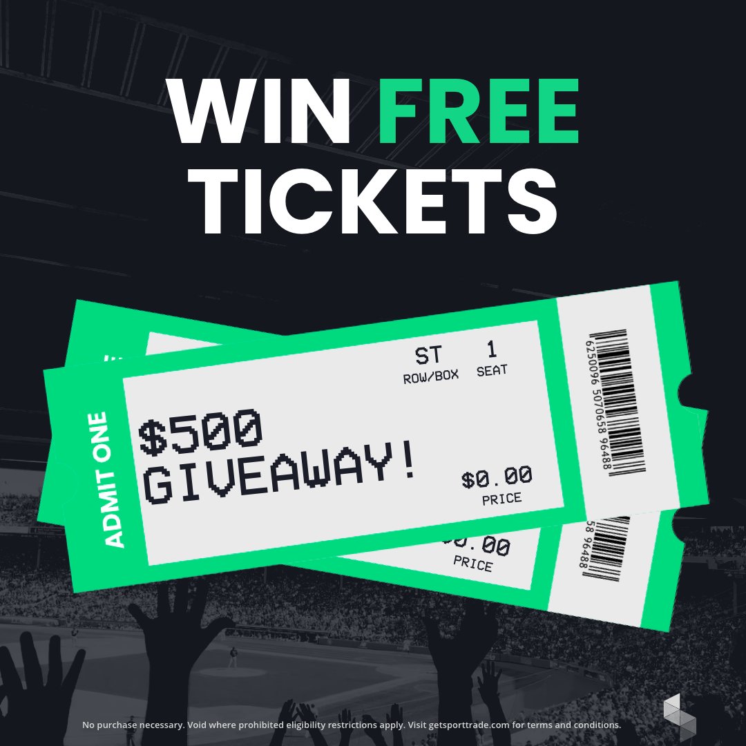 sporttrade_app's tweet photo. 🚨$500 Giveaway🚨

Enter the Get "Bettor" Seats sweepstakes for your shot at a $500 Gift Card to buy tickets to the sporting event of your choice! We're picking a new winner every week 👀

To enter:
1️⃣ Follow us
2️⃣ Quote Tweet with #TradeUp

T&amp;C's: https://t.co/nJItmeBIXP https://t.co/FHEaIXGSEe