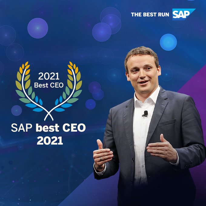 Shannon Platz (@shannonplatz) on Twitter photo Congratulations to #SAP CEO <a href="/ChrstnKlein/">Christian Klein</a> for being recognized by <a href="/Comparably/">Comparably</a> as the BEST #CEO of 2021! 🏆🏆
Thank you, Christian, for making #LifeAtSAP so great!
<a href="/LifeatSAP/">Life at SAP</a> #BestCEO #Comparably #SAP4Good #WorkCulture #HybridWork #DigitalTransformation #Bestof2021 Congratulations to #SAP CEO <a href="/ChrstnKlein/">Christian Klein</a> for being recognized by <a href="/Comparably/">Comparably</a> as the BEST #CEO of 2021! 🏆🏆
Thank you, Christian, for making #LifeAtSAP so great!
<a href="/LifeatSAP/">Life at SAP</a> #BestCEO #Comparably #SAP4Good #WorkCulture #HybridWork #DigitalTransformation #Bestof2021