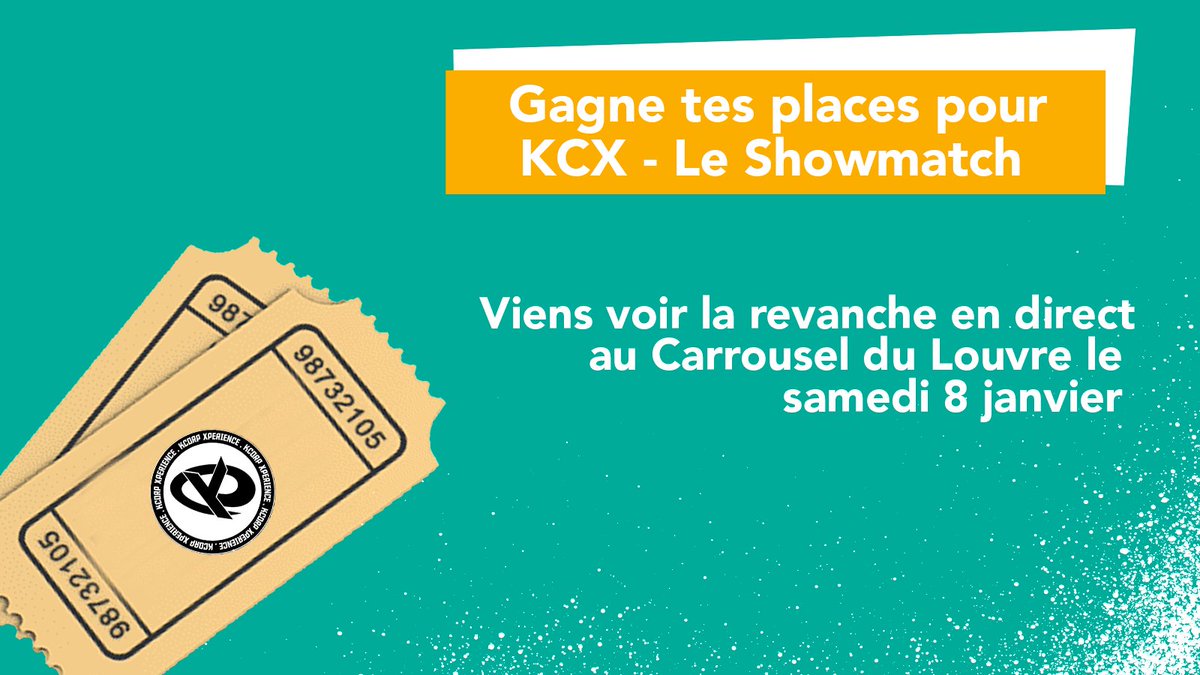 On vous fait gagner 2 places pour assister au KCX - Le Showmatch ! 

Pour jouer : RT ce post avec le #KCORP + Follow 
<a href="/ekWateur/">Ekwateur</a> et <a href="/KarmineCorp/">Karmine Corp</a> 
 
Tirage au sort le 30 décembre à 18h 💥