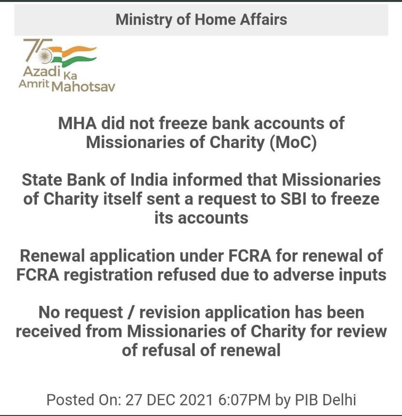 paulagnimitra1's tweet photo. Don’t you do homework HON CM MAM?

Why did you jump into “Missionary of Charity” (MOS)again? 
Is it for GOA vote?
Going to GOA &amp; doing divisive politics!!

Don’t you know that MOC had approached SBI to freeze their accounts and it’s not MHA who did it!!! https://t.co/2VPxzG6fE7