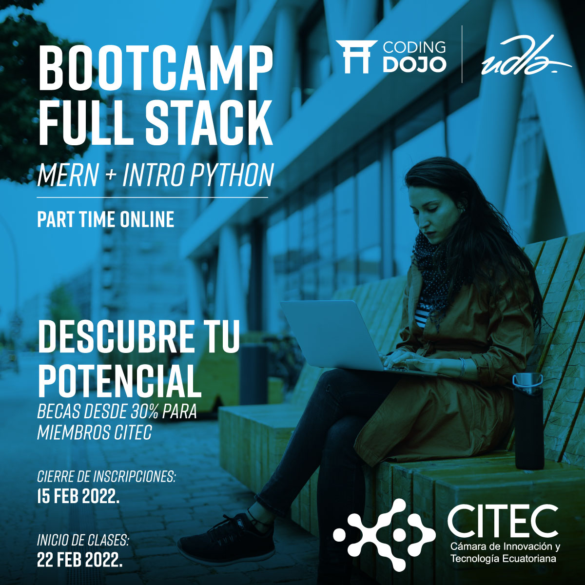 CITECec's tweet image. Como CITEC en conjunto con #CodingDojo – UDLA Ecuador hemos creado el #BOOTCAMPDEPROGRAMACIÓN en #MERN #Fullstack e introducción a #Python 👏. Otorgamos becas del 30% 🔎 y socios CITEC tienen becas especiales adicionales.
 📌Envíanos un correo a: proyectos@citec.com.ec