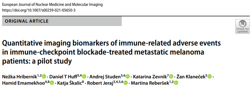 danielthuff's tweet photo. 1/ A belated xmas present - our latest article detecting #immunotherapy toxicity on FDG PET was published in #EJNMMI. Elevated uptake in thyroid, lung, and bowel can indicate toxicity in those organs! 

Read the deets at: https://t.co/JqhqrDVXyf https://t.co/9rIB83L6zz