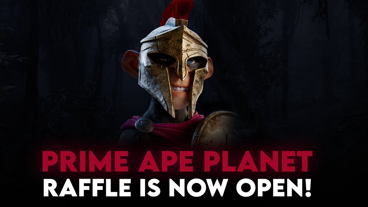 The #PRIMEAPEPLANET Raffle registrations are now open!😍

Head over to primeapeplanet.com and connect your Metamask wallet to enter the Raffle.

Please make sure that you have at least 0.28 ETH on your wallet to participate in the raffle.

Good luck, apes!😃