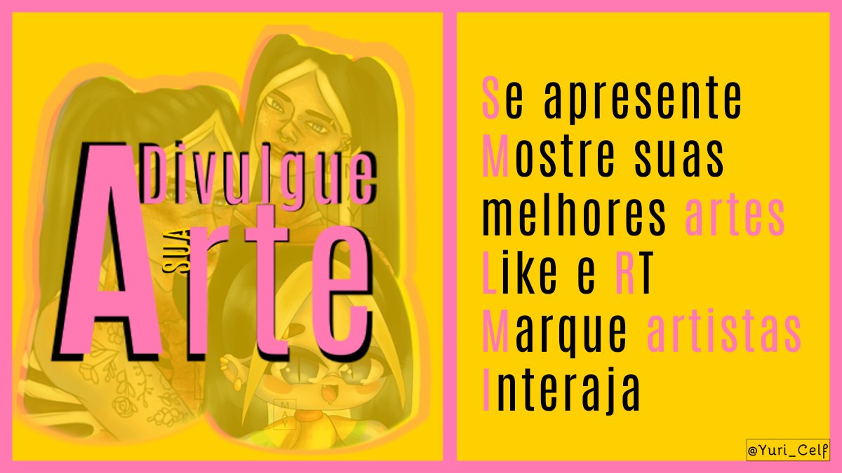 Amaya_Celf_'s tweet photo. 💛Divulgue sua arte💛

❤️Se apresente
❤️Mostre sua arte
❤️Todo tipo de arte é válido
❤️Marque outros artistas (se quiser)

💛🔁 Pra alcançar + artistas https://t.co/8C3U0MH6XJ