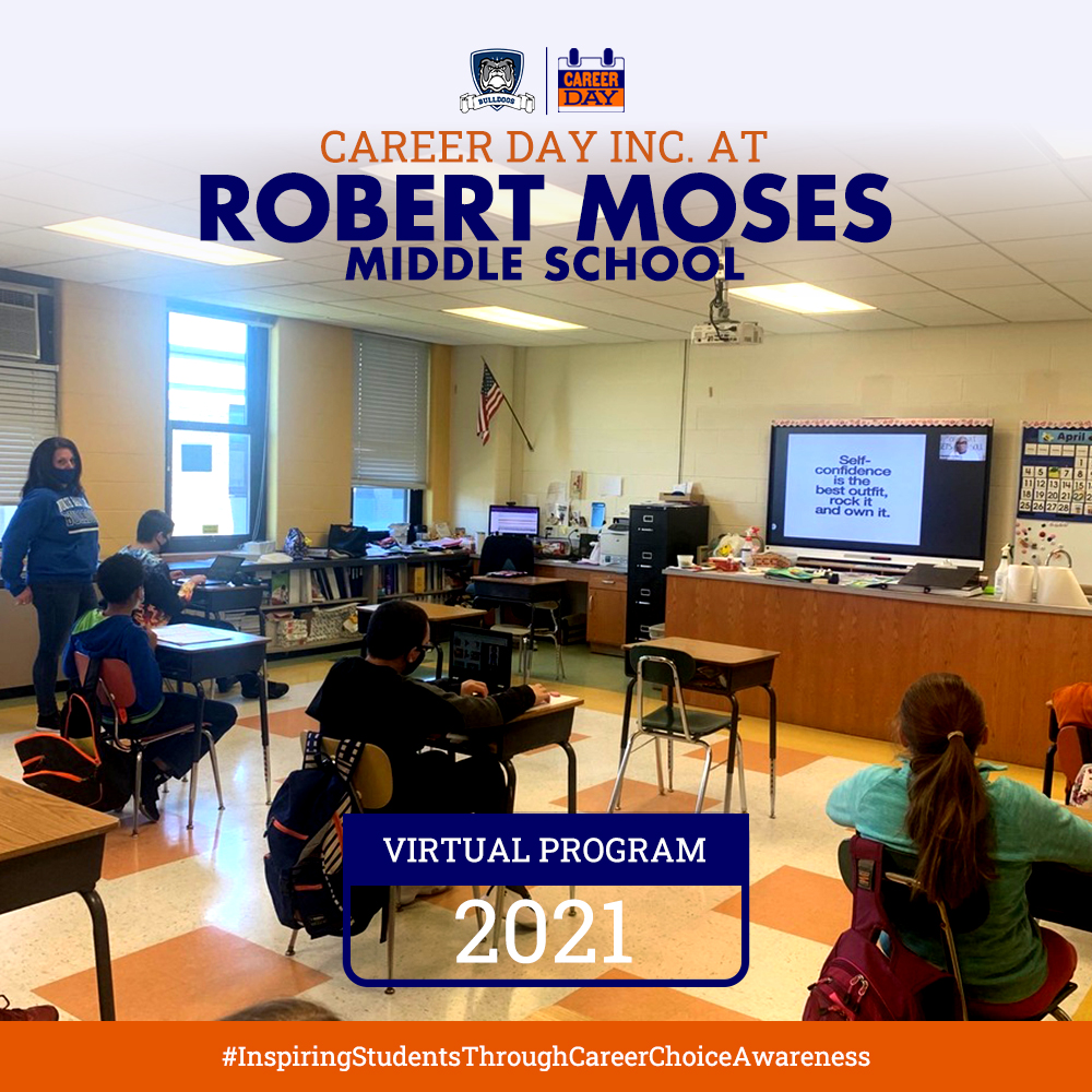 CareerDayInc's tweet photo. ✔ This year, Robert Moses Middle School´s students participated in our Career Day Inc. Virtual Program.
We are scheduling programs for Spring 2️⃣0️⃣2️⃣2️⃣. Contact us today and bring Career Day Inc. to your School. 📌📆
#CareerDay #Schools #ProfessionalPath #LongIsland #NY https://t.co/POxyQGTGnn