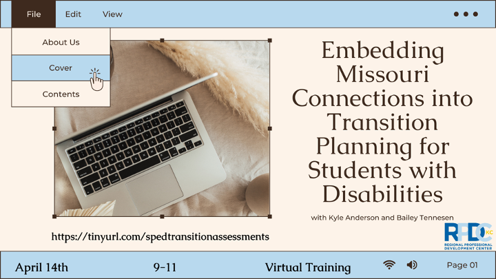 KCRPDC's tweet image. Bailey and Kyle will show you how to conduct, utilize and embed post-secondary information from Missouri Connections into transition plans for students with disabilities who are turning 16 within the IEP school year. Register now for this 2 hour training tinyurl.com/spedtransition…