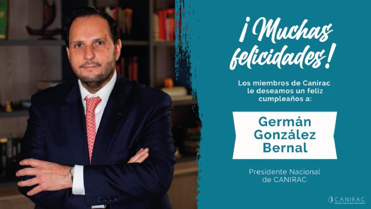 En Canirac seguimos celebrando, pues hoy es el cumpleaños de nuestro Presidente Nacional, Germán González 🎂 

De parte de todo el equipo Canirac y los miembros de la industria restaurantera, le deseamos un ¡Feliz Cumpleaños! y le agradecemos por su ejemplar labor y compromiso.