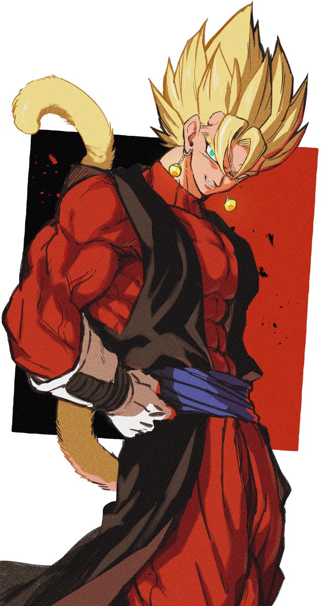 super saiyan male focus 1boy solo blonde hair jewelry monkey tail  illustration images