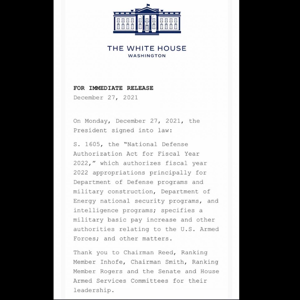 mguilen_'s tweet photo. The #FY22NDAA has been SIGNED by @potus may these historic changes be blessings to those that need it and bring hope to those that felt unheard like my little sister did…unfortunately her story was the catalyst for this Bill. #IamVanessaGuillen We did it. @WhistleblowerLF https://t.co/DZ9doPaHrD