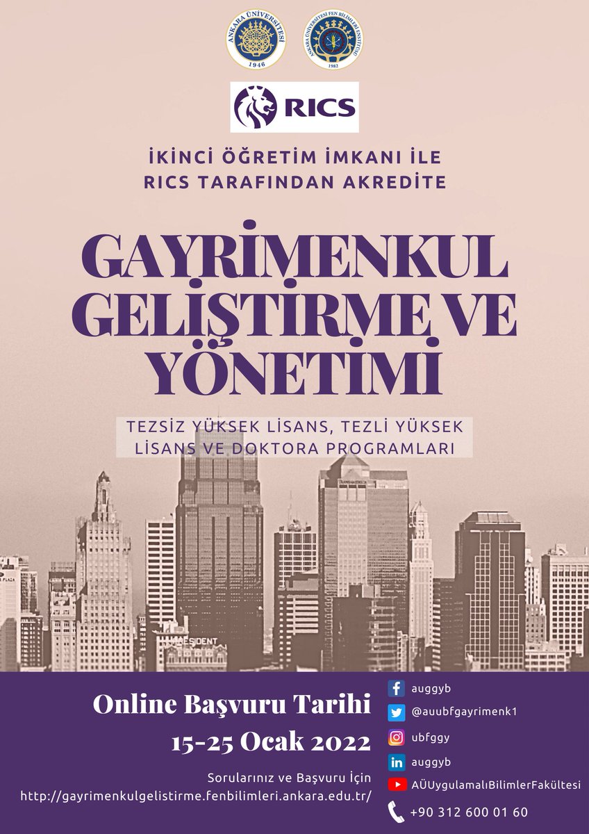 auubfgayrimenk1's tweet photo. Lisansüstü Programlarımıza 21-22 Eğitim Öğretim Yılı Bahar Yarıyılı için online başvurular 15-25 Ocak 2022 tarihleri arasında kabul edilecektir. Başvuruların belirtilen tarihler arasında https://t.co/Dm6S3jYiu2 adresinden yapılması gerekmektedir @ysm006 @necdetunuvar @AnkaraUni https://t.co/X1bJFJXcwg