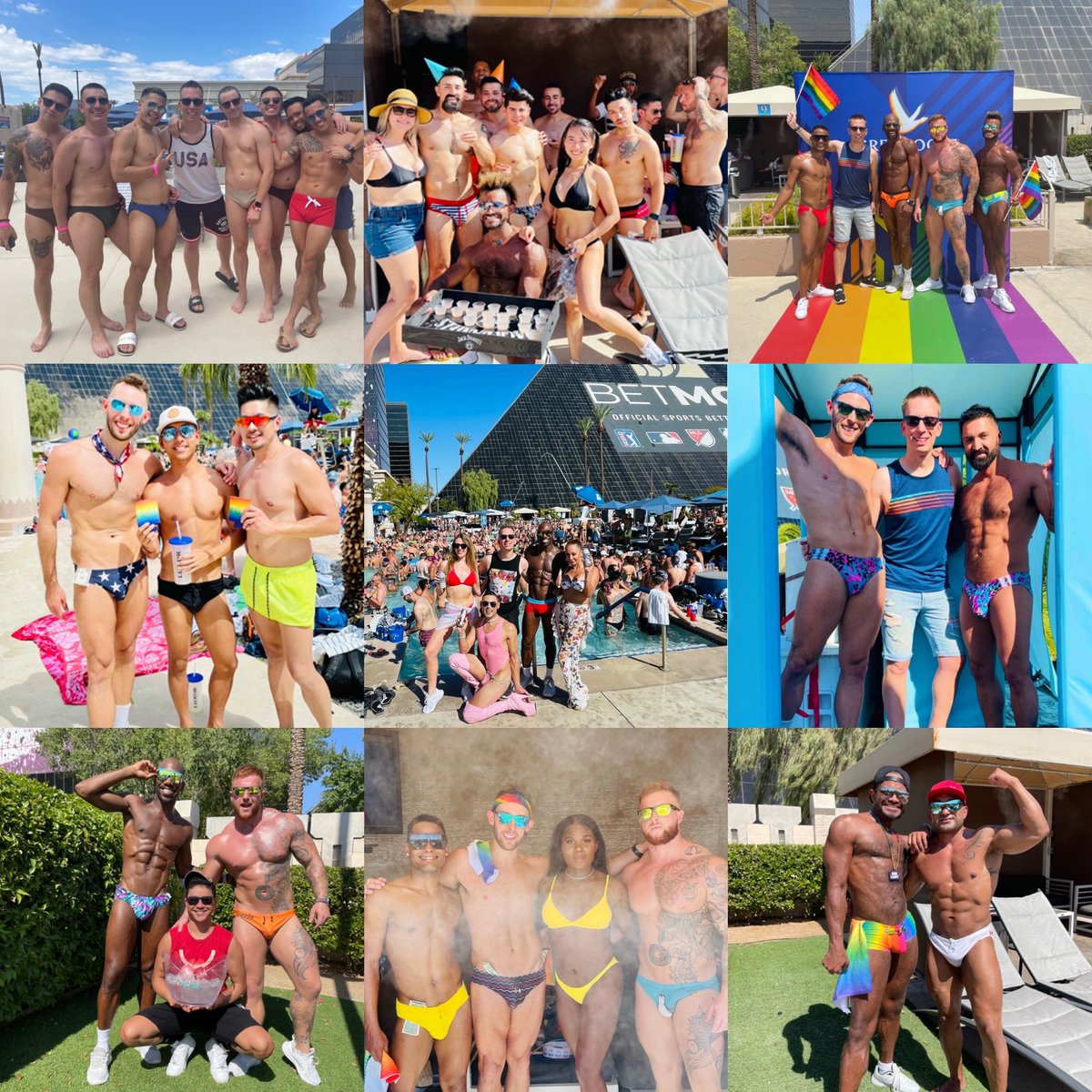 PoolPartyVegas's tweet photo. A look back at Summer 2021. As #NewYears approaches we take a look back at some fun moments this year. Share a photo from #VegasGayPoolParty and tag us. #gayvegas #gaytravel https://t.co/bsJhJF7Hg0