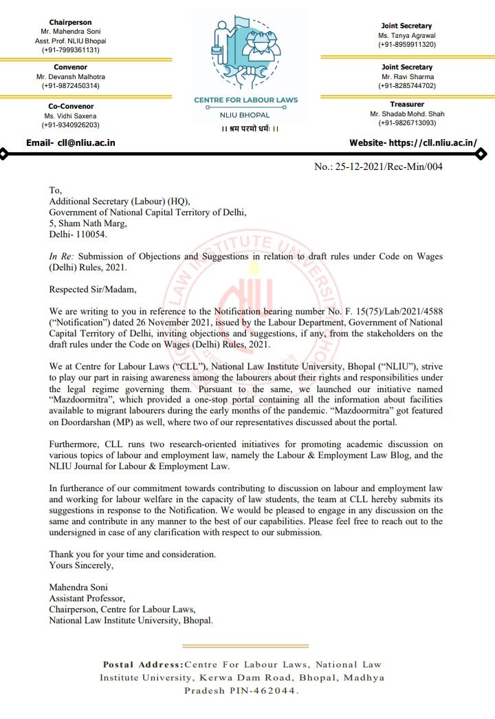 Centre for Labour Laws, NLIU tweet media