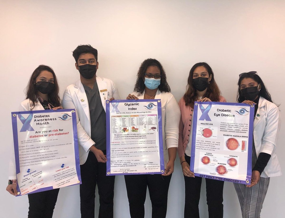 TTOSA_'s tweet photo. In light of Diabetes Awareness Month, the executives of TTOSA created posters and displayed them at the UWI Optometry Clinic to spread awareness. 

We continue to encourage the public to maintain a healthy lifestyle, be conscious of foods ingested &amp; get regular eye examinations. https://t.co/gfc0wlUfC9