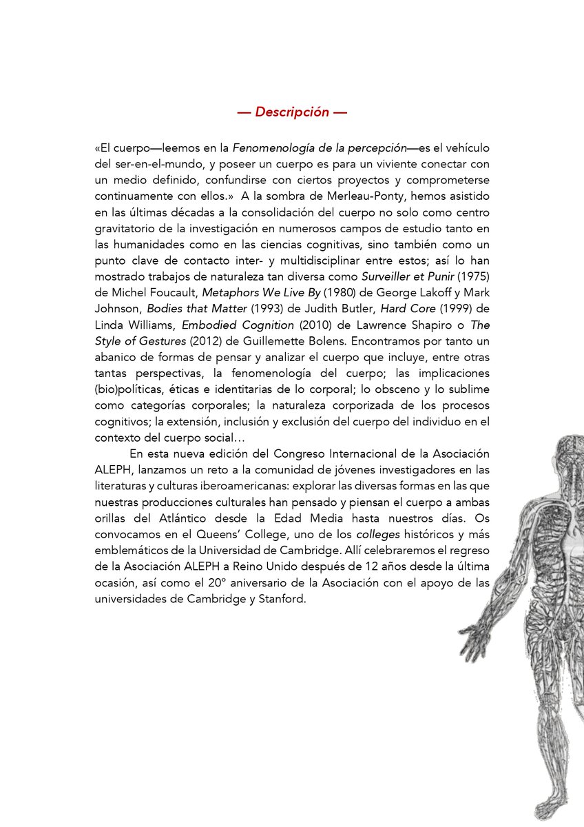 Aleph2022's tweet photo. Primera circular del XVIII Congreso Internacional ALEPH "Formas de pensar el cuerpo en las culturas hispánicas".  1/2
👇👇👇 https://t.co/P3QGNeSgHH