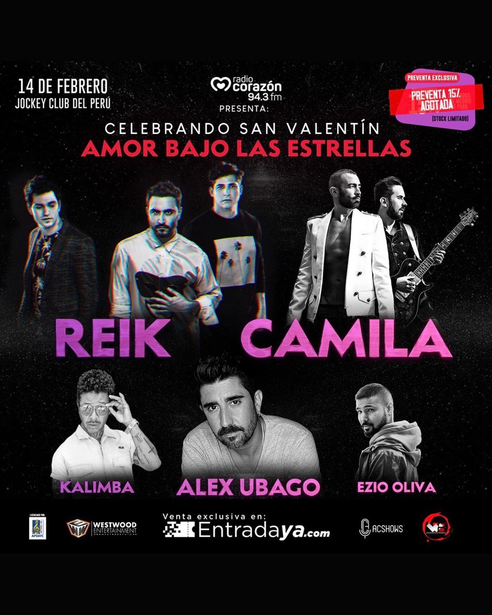AlexUbagoficial's tweet photo. Amigos de Perú! Estoy feliz por anunciar que vuelvo a vuestro país el 14 de febrero para tocar en este concierto de la gira #AmorBajoLasEstrellas. 
#AlexUbago20años 

👉🏼 https://t.co/KsyAsGdqH6 https://t.co/OcxHRPw4ww