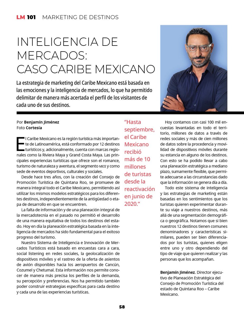 <a href="/BenjaJimenezH/">Benjamin Jiménez H</a> escribe sobre  la exitosa estrategia de <a href="/CaribeMexico/">CARIBE.MX</a> en nuestro especial Marketing de Destinos.