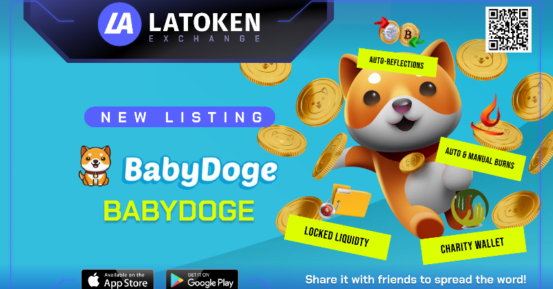Latoken_cex's tweet photo. BABYDOGE is now available on #LATOKEN

@babydoge claims to be started by fans of the Dogecoin community. Its roadmap includes further efforts for pet charity, NFT creation, GameFi, and more. ⬇️