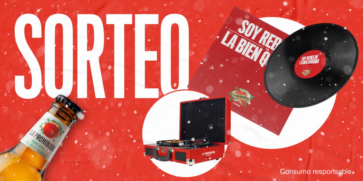 ProhibidaCider's tweet photo. 🍎🐍 SORTEO 🍎🐍 Estas navidades, el regalo te lo traemos nosotros. ¡Un tocadiscos + vinilo de "Soy Rebelde" de @LaBienQuerida + 30 ciders! ¿Cómo participar?

RT a este tweet
Sigue a @ProhibidaCider

🍎🐍 #NoCensuresLoQueSientes #LaProhibidaCider https://t.co/B5jZN3UyOY