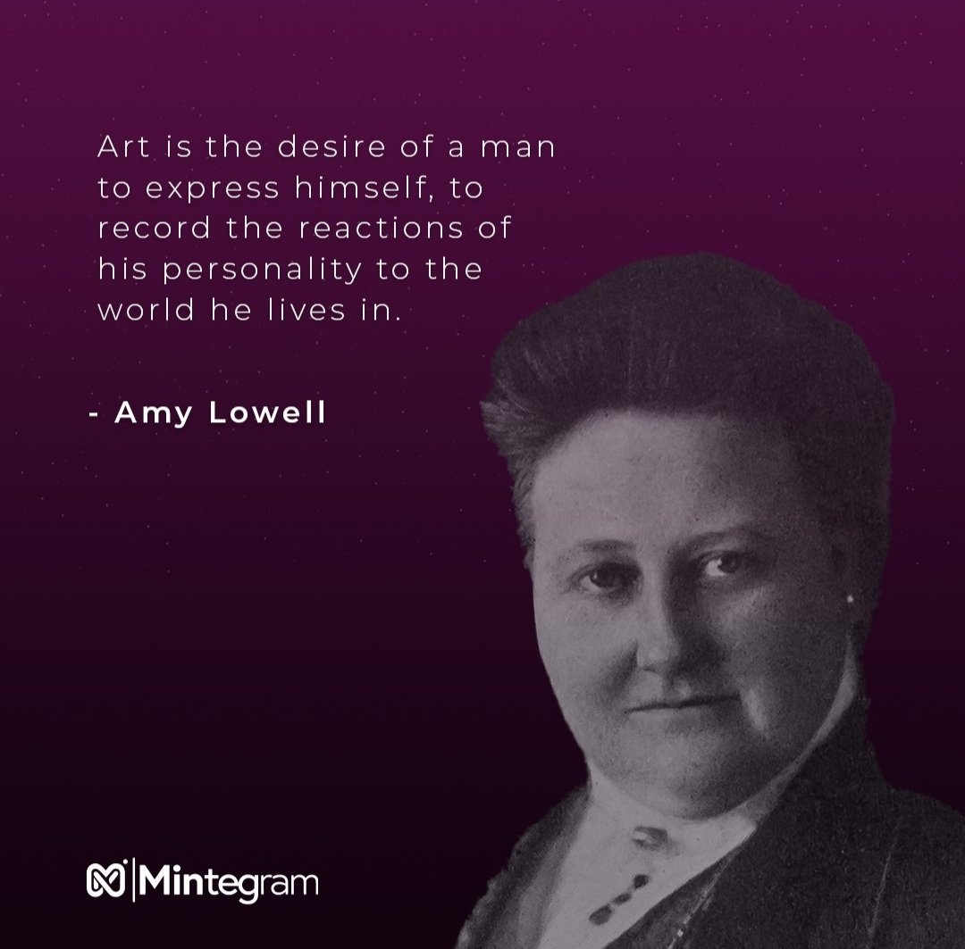 mintegram's tweet image. Art is the desire of a man to express himself, to record the reactions of his personality to the world he lives in.

- Amy Lowell

opensea.io/collection/the…

#opensea #NFT #NFTcommunity #marketplace #mintegram #NFTart #NFTcollectors #NFTgallery #NFTexihibition #NFTgiveaway