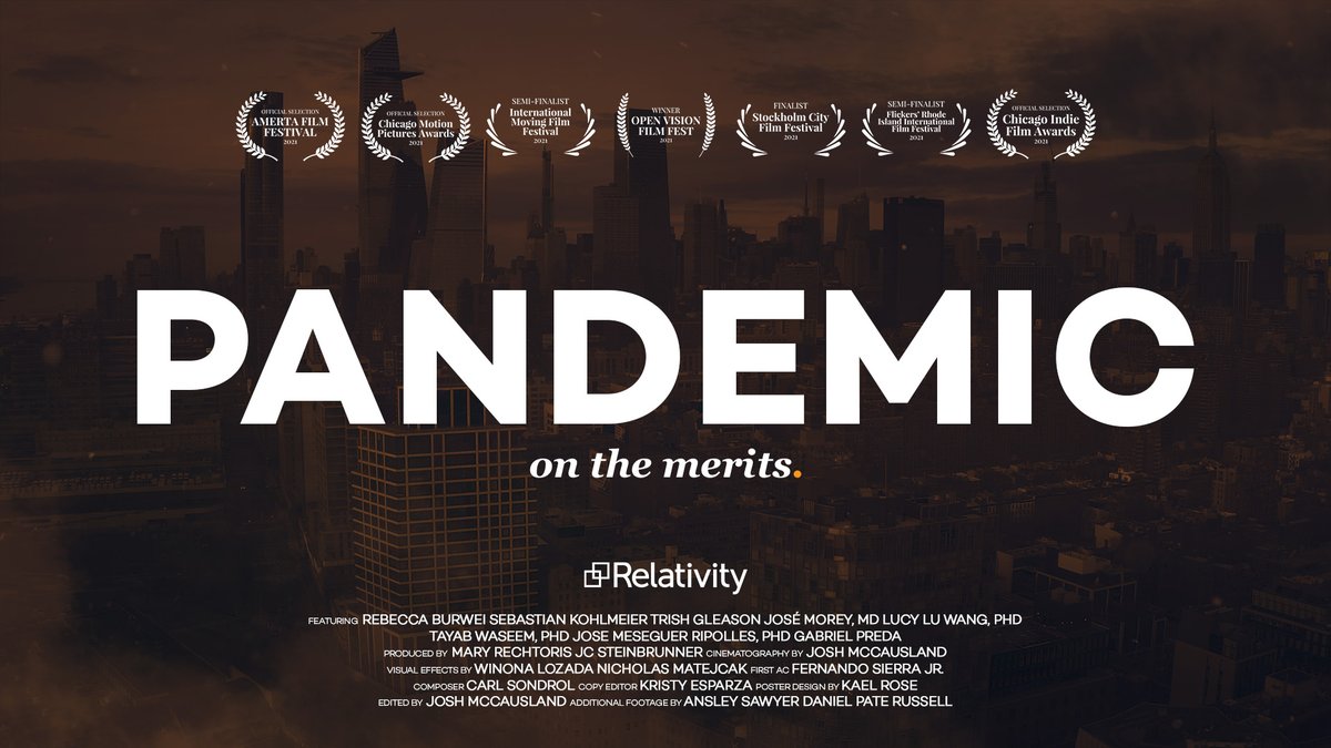This year our 20-minute #OnTheMerits documentary - #Pandemic - toured various film festivals, winning at Open Visions Film Fest for best documentary. Watch data scientists around the world use #AI in the race for answers around #COVID19: ow.ly/5RuI30s4Urk #datascience
