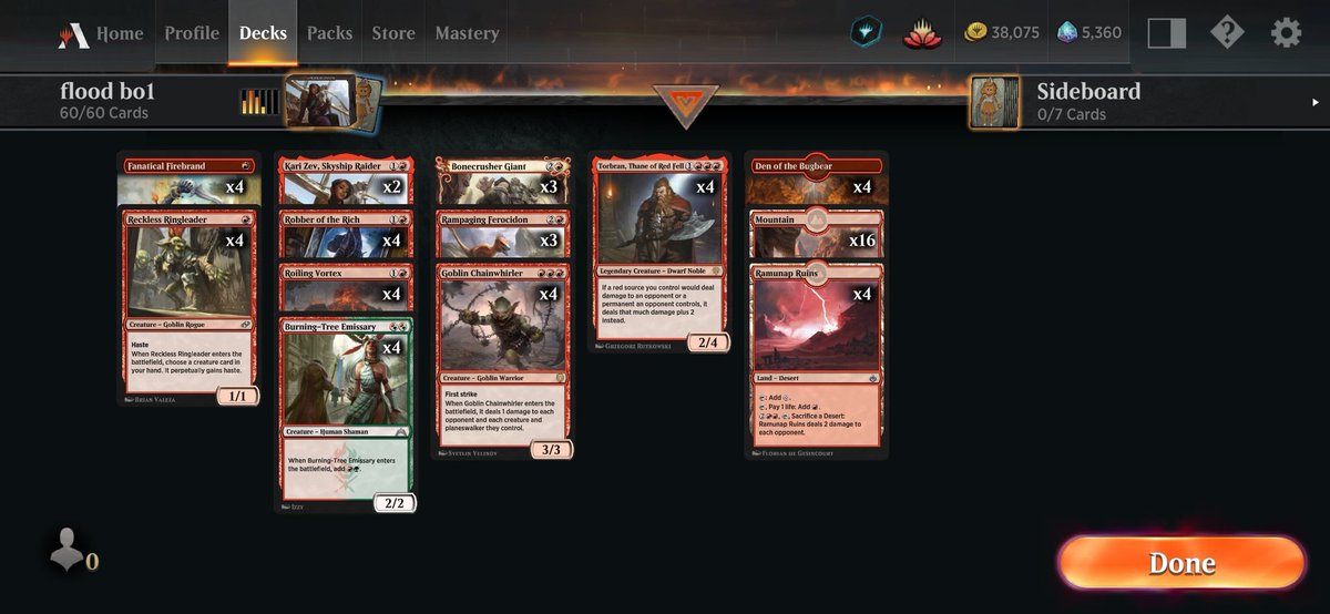 7-2 historic bo1 decathlon with Torbran <a href="/fireshoes/">Robert Taylor🔥</a> <a href="/mtgazone/">MTG Arena Zone</a>
Your deck <a href="/Leon9358/">Floodle</a> still very solid
