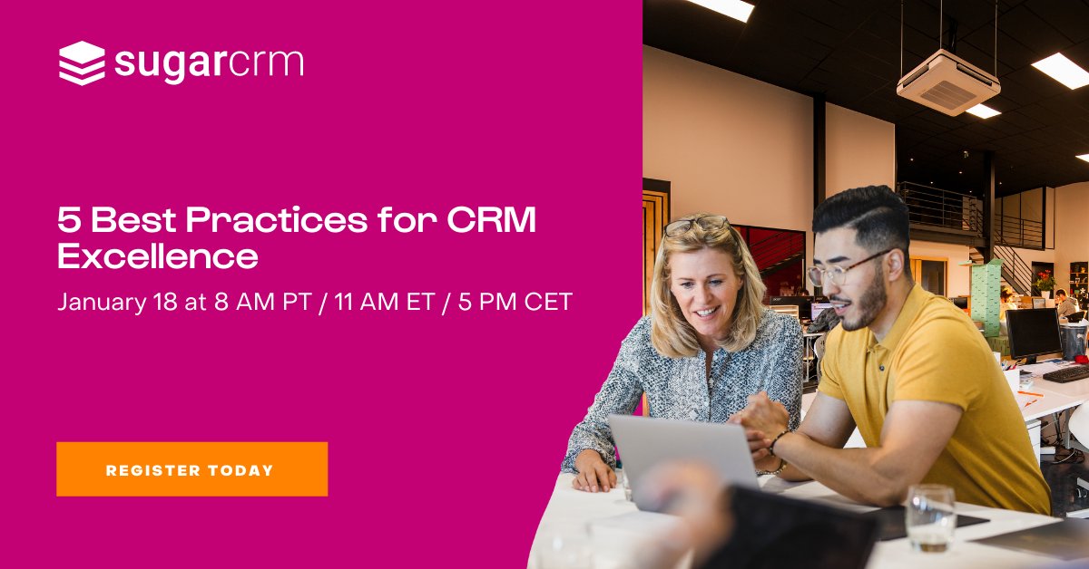 Join Jana Ferguson and Brie Rowe on Jan 18 to learn our best practices for #CRM excellence. Get expert advice on how your team can use your #marketing tech stack to its full potential.
sgrcrm.co/32uLg6r