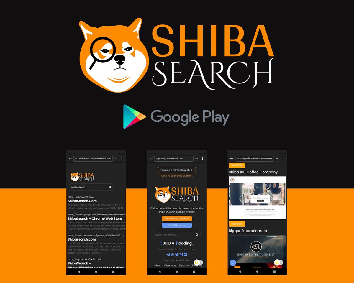 ShibaSearch's tweet photo. 228 Initial Android App Downloads! Thanks to the loyal soldiers from the @SHIBArmy for awesome support and feedback. More features are already being added. We will change the game for 2022 guaranteed.
Get it here: https://t.co/LLragbipW4
iOS version coming soon! https://t.co/WTVzCoYti2