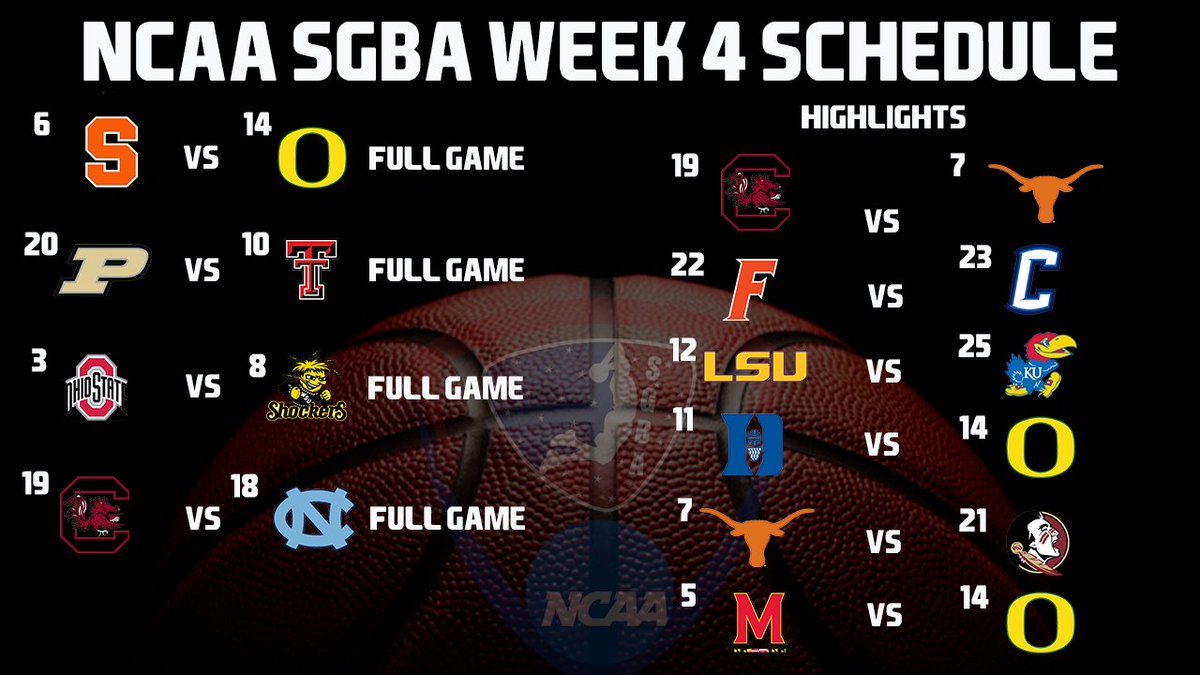Happy SGBA NCAA Week 4 Everyone!  We have some great matchups this week along with Ohio State playing their first game this year in a Game of the Week matchup vs Wichita State.  Make sure to stay tuned for daily video uploads.  #SGBA #PZGD #eSports #NBA75 #NBA2K22 #ncaabasketball