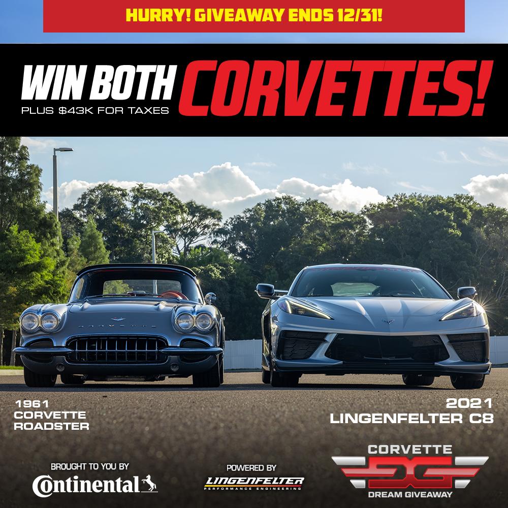 FestivalsSpeed's tweet image. ENDS SOON! Enter now to win a breathtaking, brand-new 2021 Corvette Stingray and a custom 1961 Corvette Convertible. Go to conta.cc/3mBsWzk and you'll get DOUBLE bonus tickets with any donation of $25 or more! Your donation benefits veterans' and children's charities.