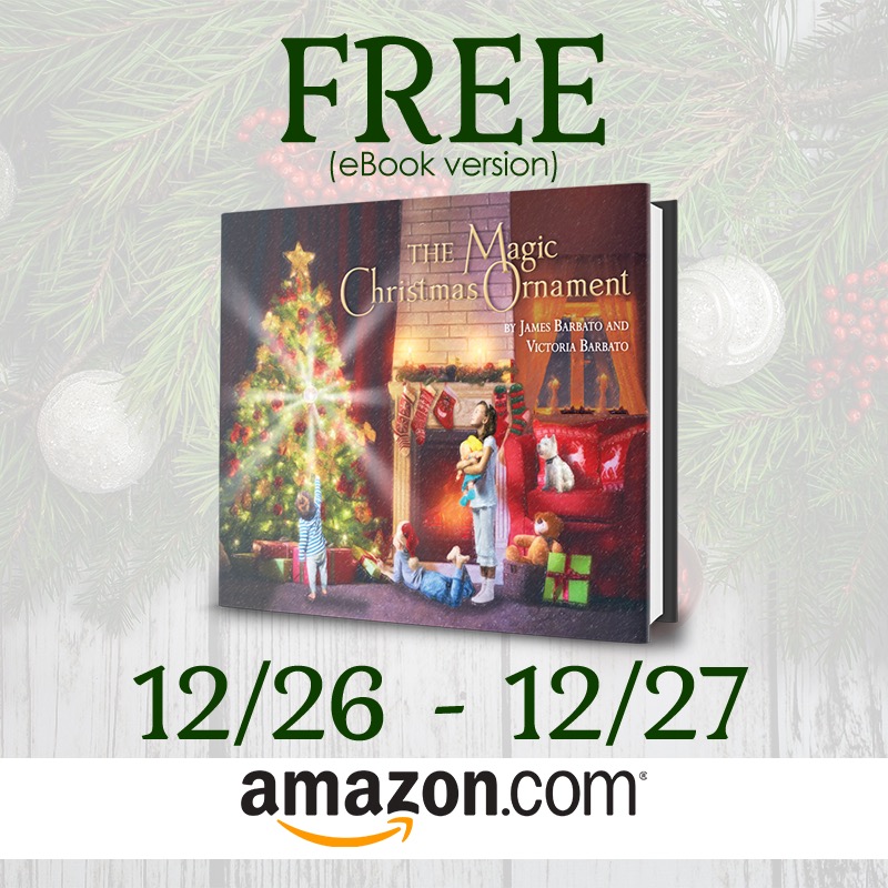 On #Christmas Eve, three siblings discover the magic of a family ornament as it sweeps them from their home into Santa’s workshop! Will they get to meet Santa himself? The Magic Christmas Ornament by James Barbato @MagicOrnament geni.us/MagicOrnament #FREE #ChildrensBooks