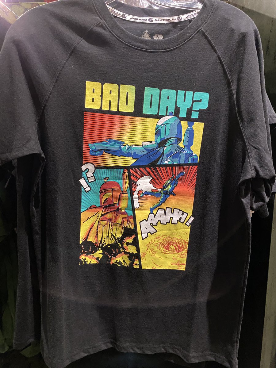 laughingplace's tweet photo. Some more new #BobaFett shirts have popped up in the #StarWars Trading Post. #DowntownDisney #TheBookOfBobaFett https://t.co/B7XleK6pEG