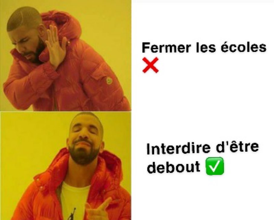 Pixrrick's tweet photo. Le gouvernement français : 

#Castex19h https://t.co/ZyM3ejiVGD
