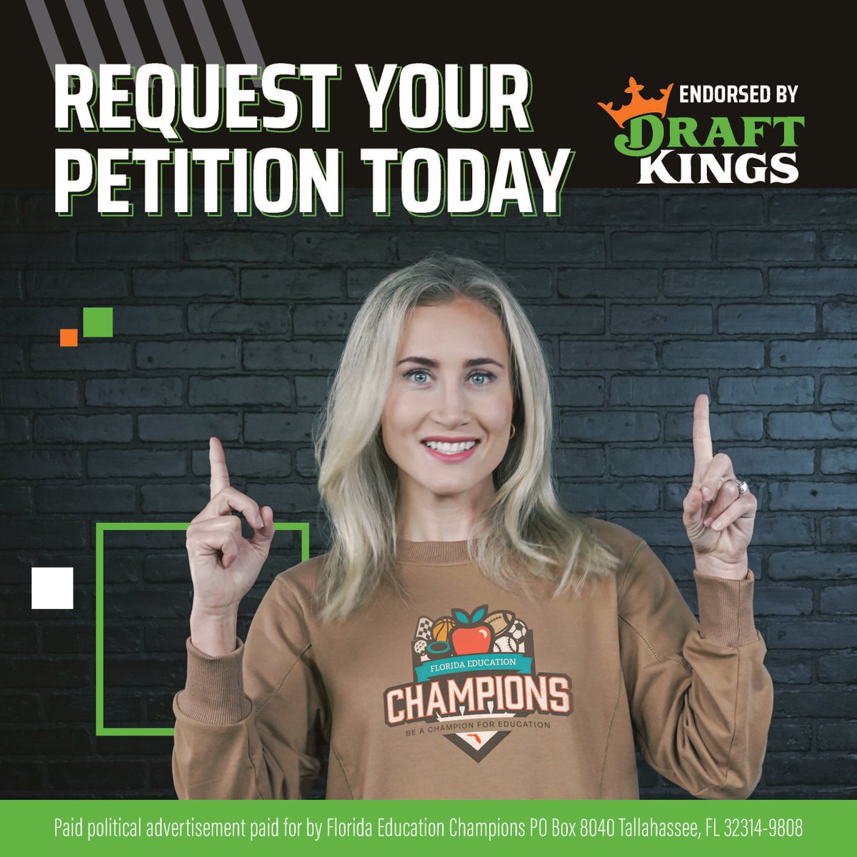 FloridaEdChamps's tweet photo. If you want @DKSportsbook in Florida, we need your help. Time is running out to sign our petition. Request your petition TODAY! #FLEdChamps #DraftKings #MakeItReign

Request here: https://t.co/FHd2OYH0qN https://t.co/Q6Pr2w9XXN